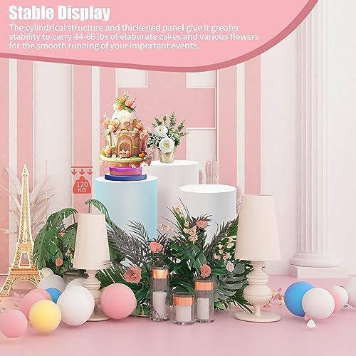 3pcs White Acrylic Cylinder Pedestal Stands for Events