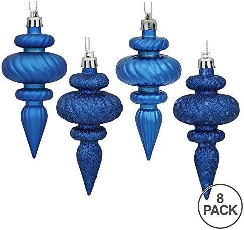 Vickerman 4 4-Finish Finial Ornament 8 Pack