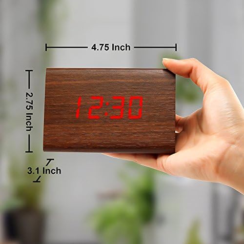 OCT17 Brown LED Alarm Digital Desk Clock with Brightness Control