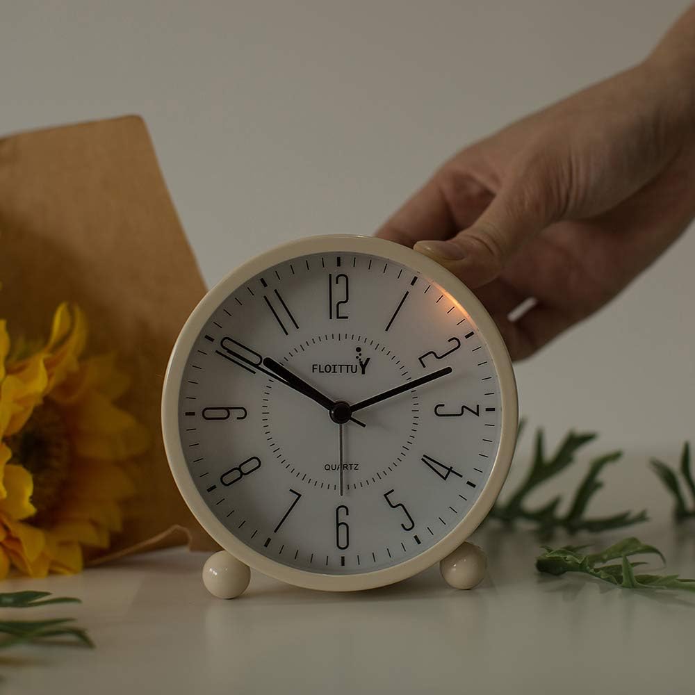 Super Silent Metal Alarm Clock with Night Light and Retro Design