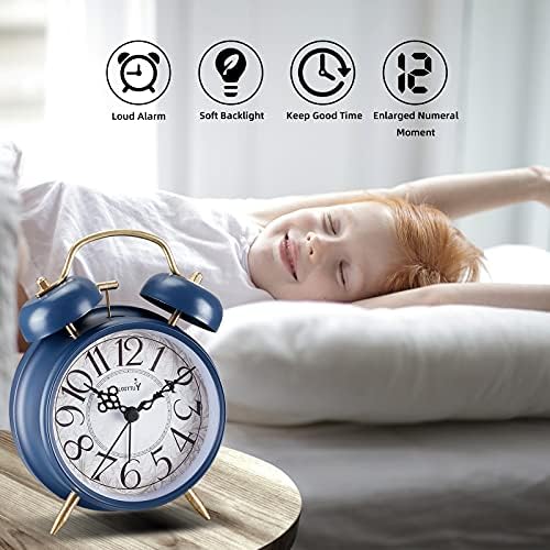 Loud Alarm Clock with Retro Bell and Backlight for Deep Sleepers