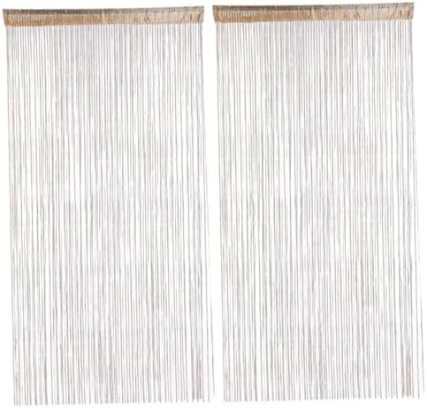 Elegant Doorway Curtain with String Hangers 2Pcs 36x79 Champagne Semi-Sheer
