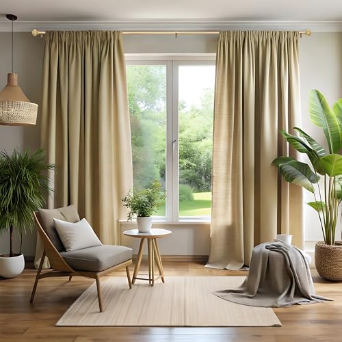 Gold Curtain Rods for Windows 48-84 Inches Adjustable Heavy Duty with Lantern Ball Finials