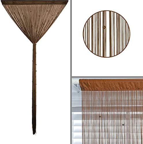 Beaded Curtain with Telescopic Rod for Door and Window Decor