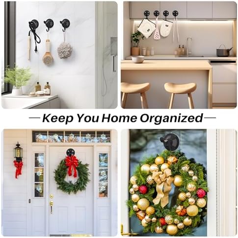 AENTGIU Wreath Door Hanger - 5 Pack Heavy Duty Suction Hooks for All Surfaces Up to 11 Lbs