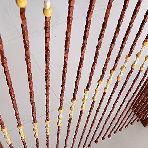 27 Strands Brown Wood Beaded Curtain Panels