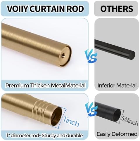 2 Pack Warm Gold Curtain Rods for Windows 36-88 Inches