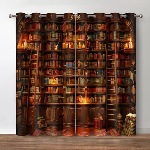 Jekeno Vintage Bookshelf Curtains 2 Panel Set 42x54