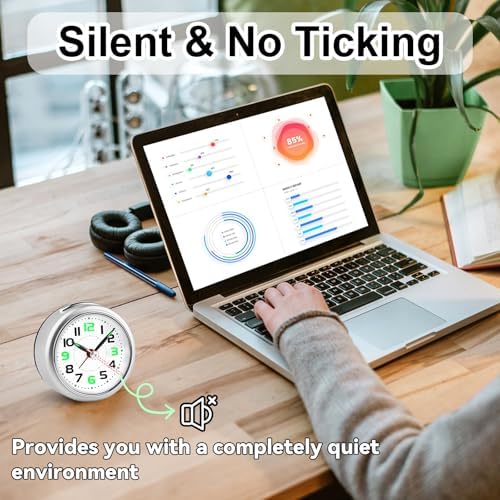 DTKID 327 Inch Analog Alarm Clock with Night Light and Snooze