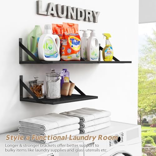 Forbena 3-Piece Black Floating Shelves for Wall