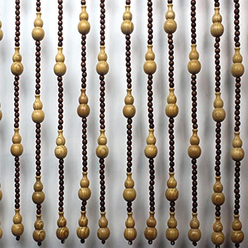 Natural Wood and Bamboo Beaded Curtain for Bedroom Privacy
