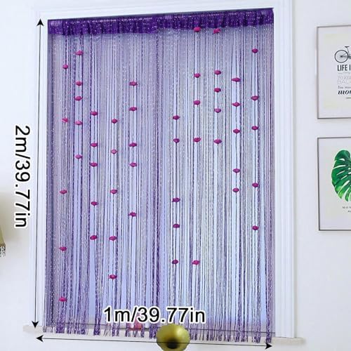Generic Rose Thread Door Curtain 39x79 Inch Purple
