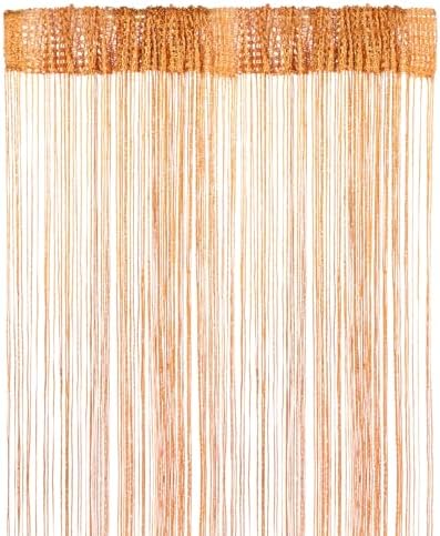 Orange Decorative Door String Curtain 39x79 Inch Fringe Panel for Room Divider and Interior Decoration