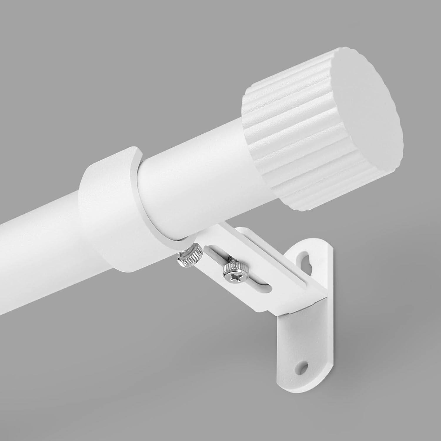 Adjustable Curtain Rods 16-76 Inches Max 88 IN 1 IN Diameter Aluminum Finials White