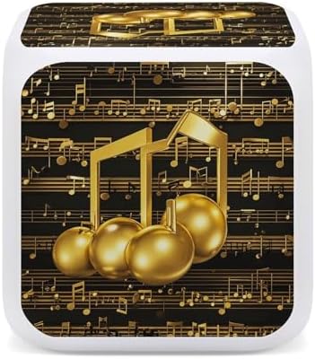 Gold Musical Note with Shiny Star Alarm Clock with LED Display and 7 Color Night Light