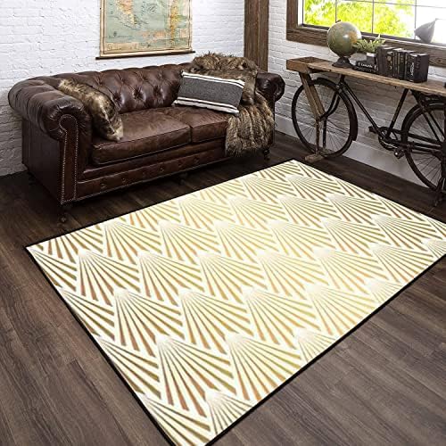Modern 3D Seamless Area Rug with Gold Shells Design