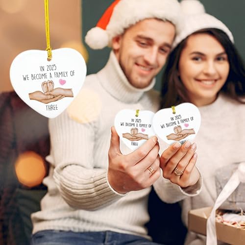2025 Family of Three Keepsake Ornament Heart Plaque