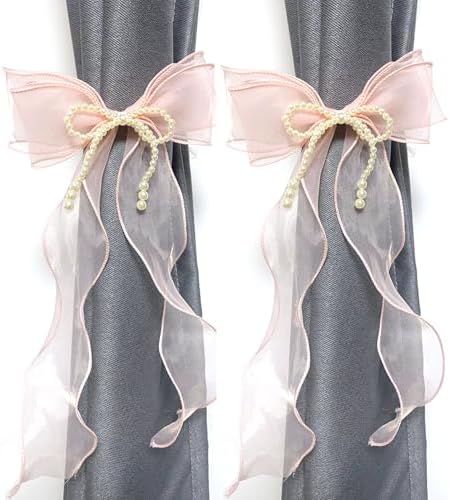 Turbokey Bowknot Curtain Tieback Set Pink