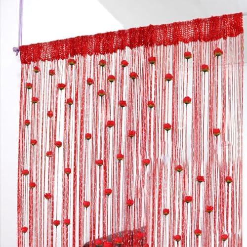 Rose Thread Door Curtain 39x79 Inch Decorative Tassel Curtain