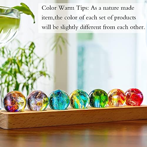 7 Chakra Healing Glass Egg Ornaments with LED Stand 6pcs