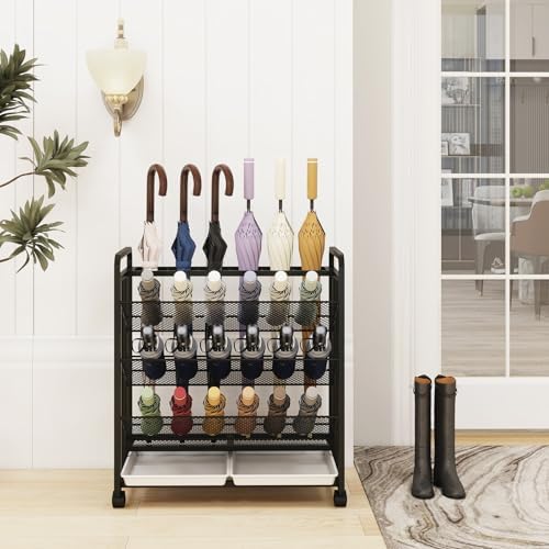 Natwind Umbrella Holder with Wheels for Entryway Commercial Use Black