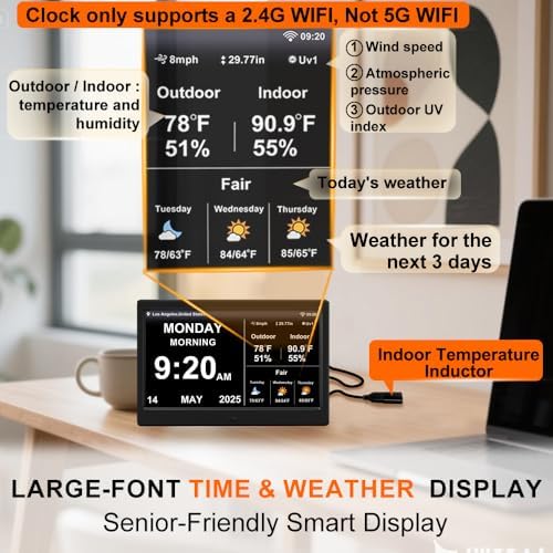 TIMEMOON 2025 Digital Clock with Weather Forecast
