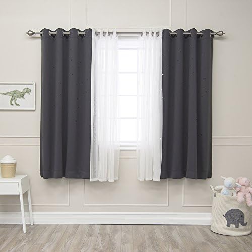 Best Home Fashion uMIXm Tulle Curtains with Star Cut Out - 52 W x 63 L - 2 Panels