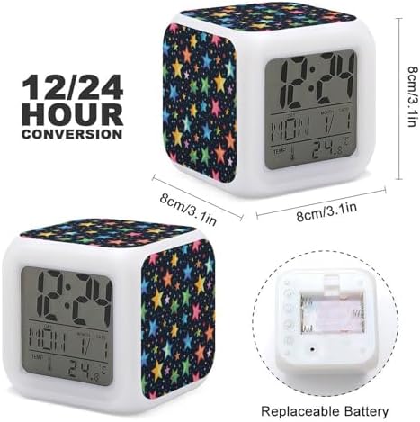 Colorful Stars LED Alarm Clock with Night Light