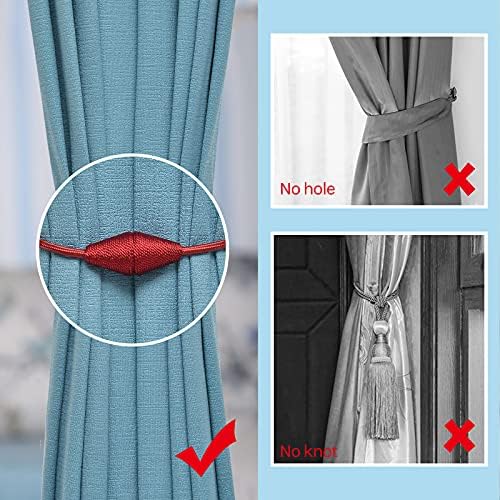 NICEEC 2 Pack Magnetic Curtain Tiebacks Red