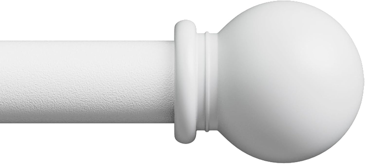 White Curtain Rods 48-84 Inch Adjustable Heavy Duty Metal Rod Set with Brackets