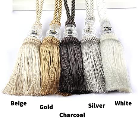 Modern Curtain Tiebacks with Tassel 2 Pack Charcoal
