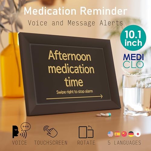 101 Digital Clock for Seniors Remote Photo Sharing Medication Reminders Auto Slideshow Dementia Aid Black Desk Mount