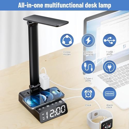 ELMWAY Alarm Clock with USB Charger and Outlets