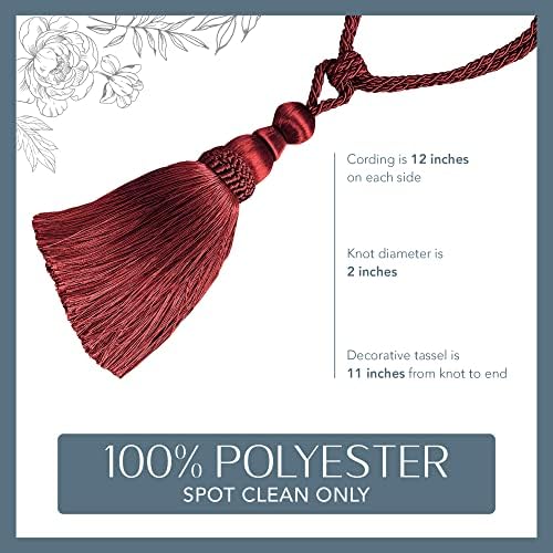 Elrene Home Fashions Amelia Tassel Tieback Red 24 Inches