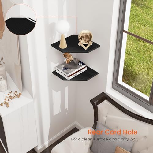 Homode Corner Floating Shelves Set of 2 Black