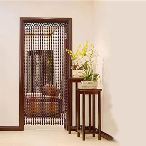 Natural Wood and Bamboo Beaded Curtain for Bedroom Privacy 1