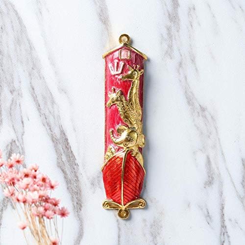 Matashi Hand Painted Mezuzah Gold Plated With Crystals