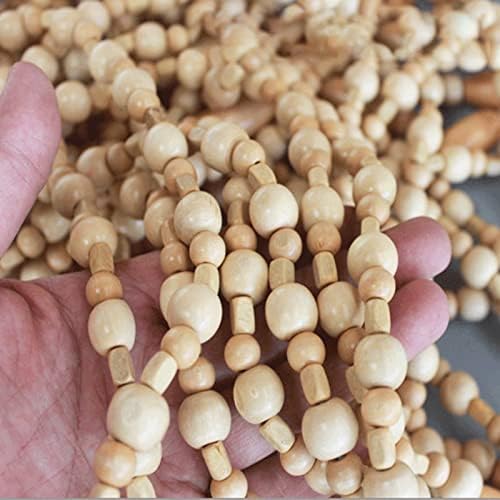 Natural Wood and Bamboo Beaded Curtain for Bedroom Privacy 1