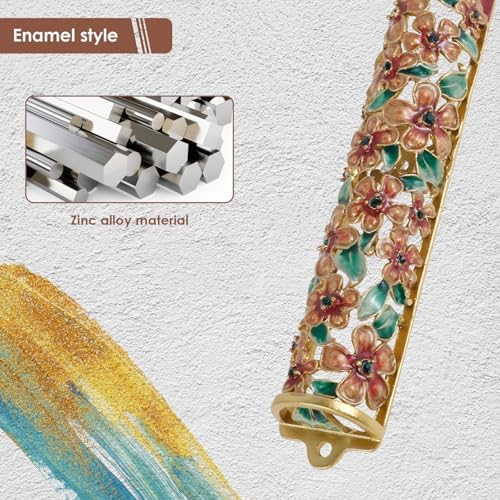 Hand Painted Golden Mezuzah Decorative Zinc Alloy Enamel Mezuzah Easy Install