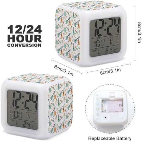 Novastar Guitar Colorful Stars Print Led Alarm Clock