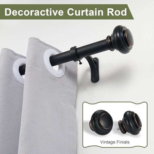 Vimayta 1 Inch Diameter Curtain Rods with Resin Finials 28-48 Inches