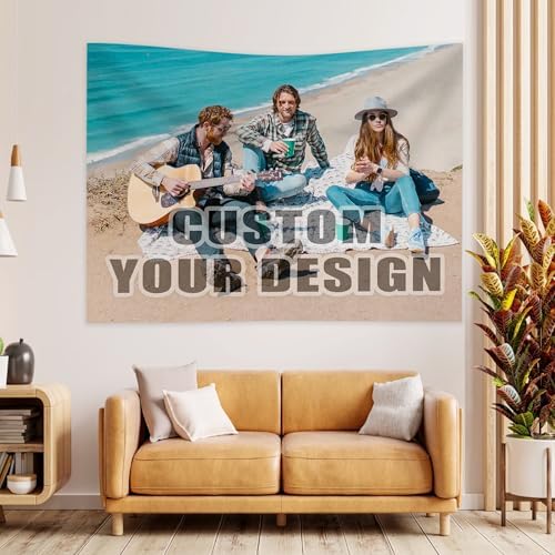 Nenntbriy Custom Tapestry Image Text Wedding Backdrop for Home Bedroom Wall Art