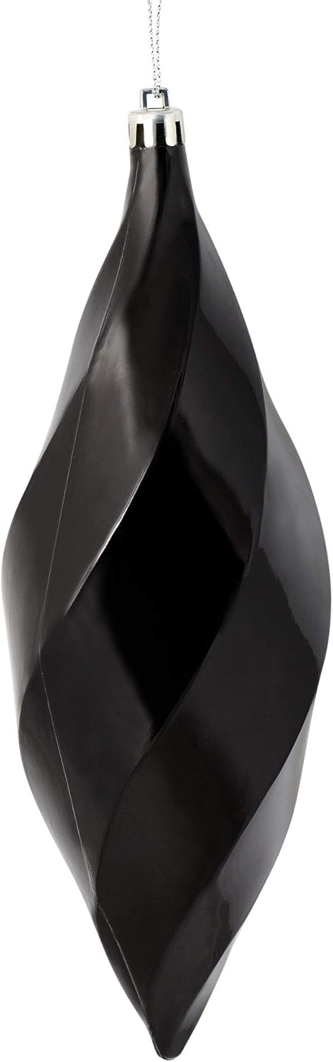Vickerman 8 Shiny Swirl Finial Ornament 6 Pack Black