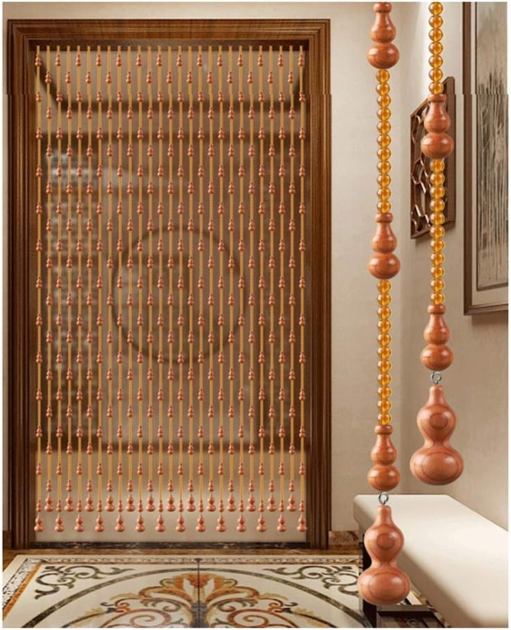 Brown Wood Bead Curtain with 29 Strands - 90cmx198cm