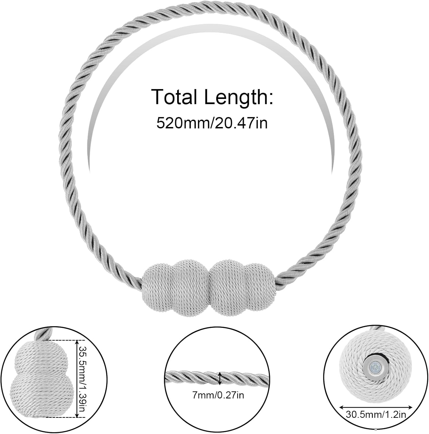Magnetic Curtain Tiebacks 4 Pack for Window Drapes