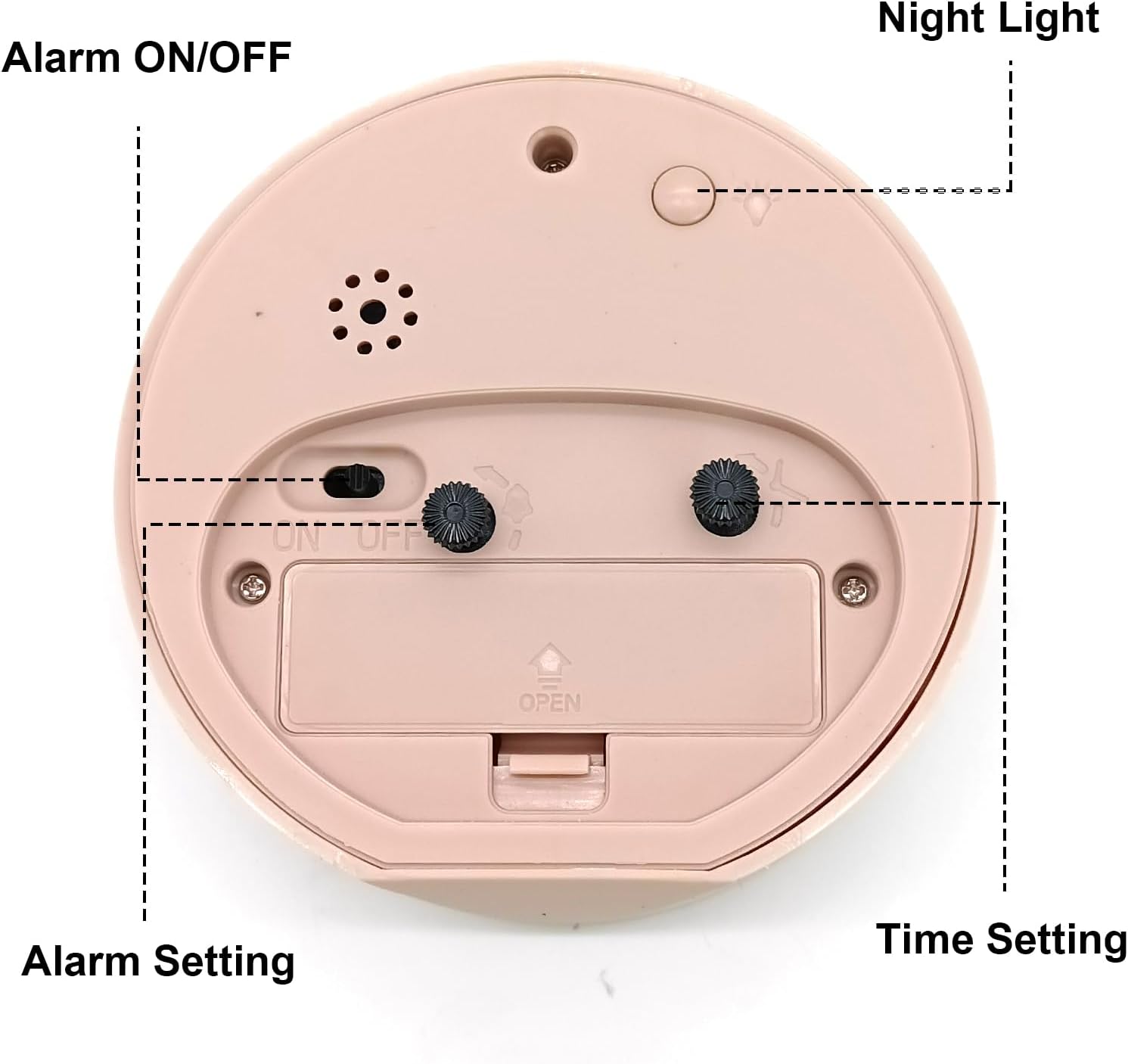 HIQU and HIST 4 Inch Pink Alarm Clock with Backlight