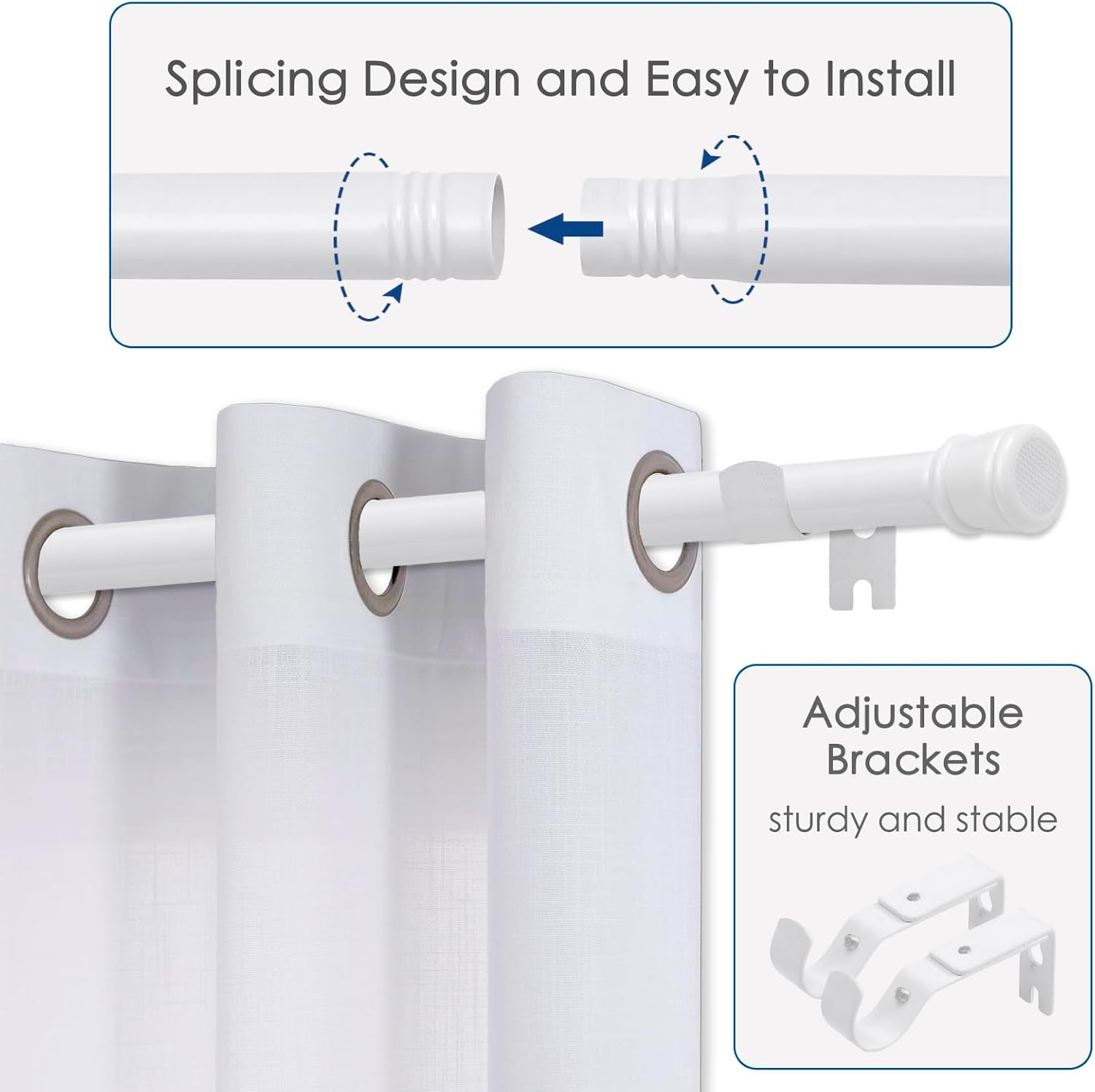 Adjustable White Curtain Rods 315-906 for Windows