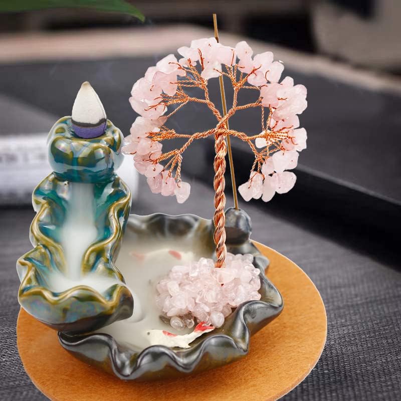Dreamgirnh Backflow Incense Holder with Rose Quartz