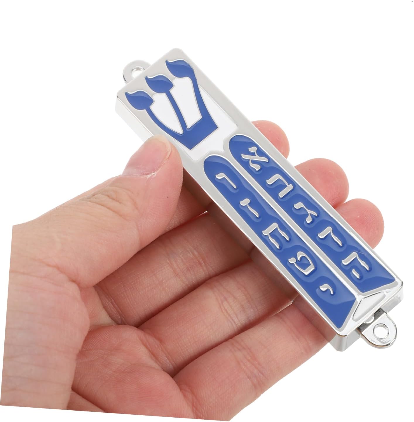 Wakauto Mezuzah Case with Hebrew Scroll and Decorative Metal Door Ornament