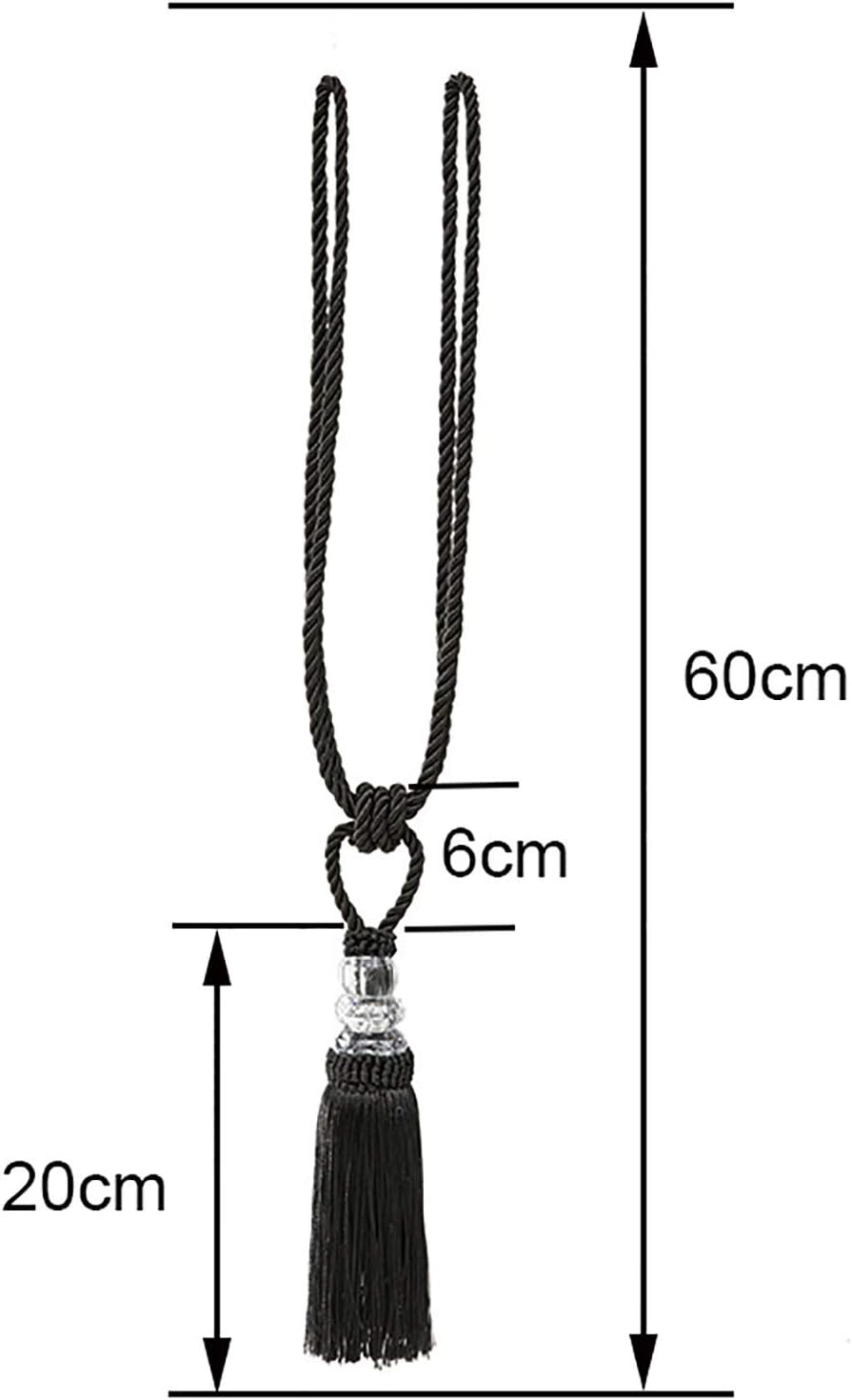 Fenghuangwu Tassel Curtain Tiebacks Elegant Crystal Holdbacks for Home Office Decor Charcoal 2P